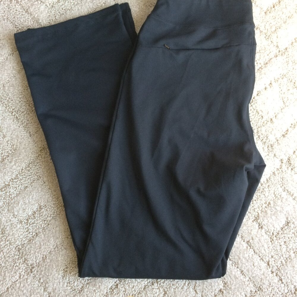 LANDS' END SPORT Black Wide Leg Pants Size Medium Tall MT 10-12